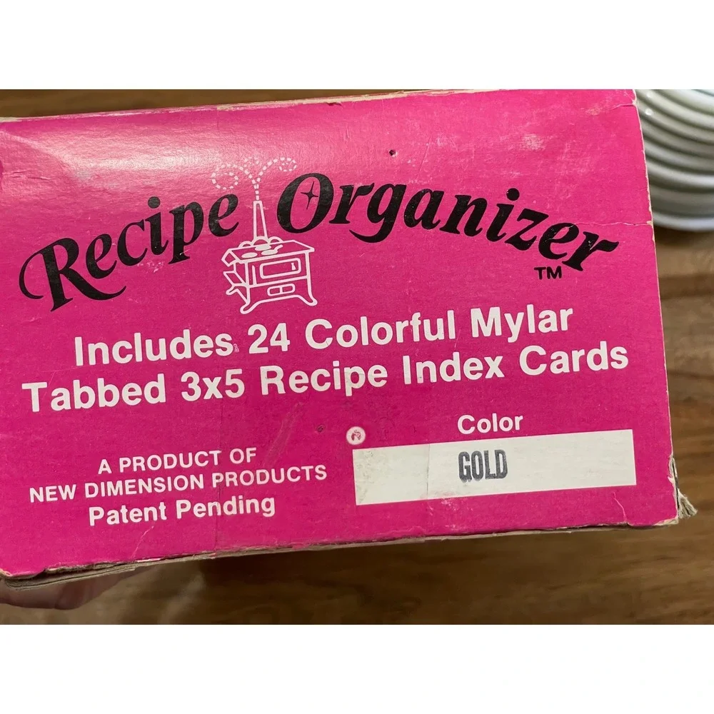 Vintage 70's New Dimension Products Recipe Organizer Under Cabinet Gold 3x5 Card